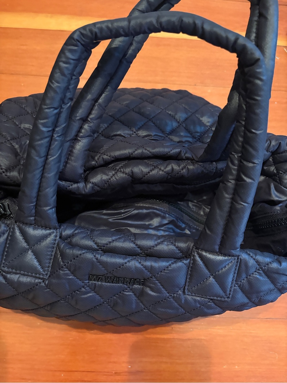 MZ WALLACE Medium Metro City Tote Quilted Crossbody Satchel - Black - Picture 5 of 10